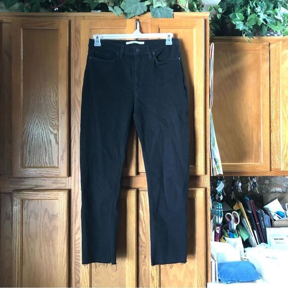 HUDSON Jeans High Rise Straight Ankle Cut Off Barbra Black Size 30 - Picture 3 of 14